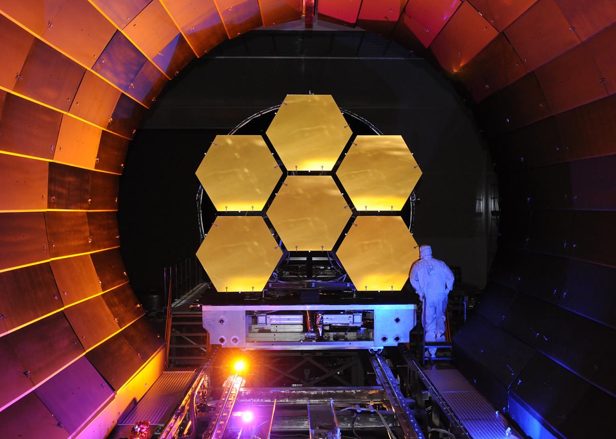 Mirrors for the James Webb Space Telescope undergoing cryogenic (low-temperature) testing