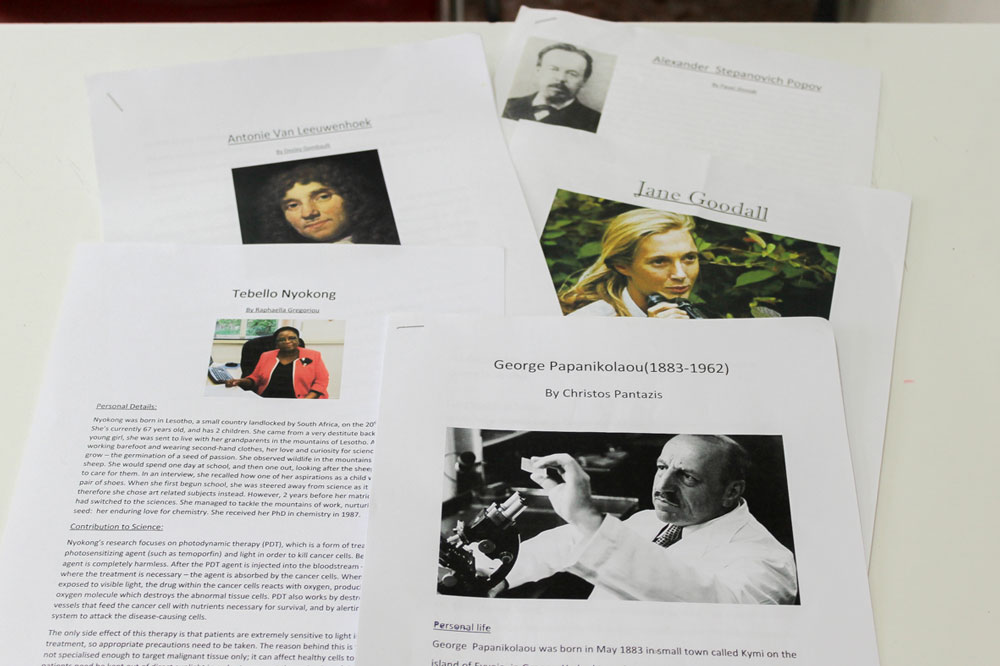 Some of the biographies created by students