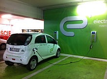 An electric car recharging.