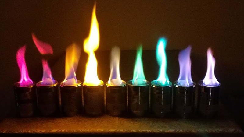 coloured flames forming a rainbow