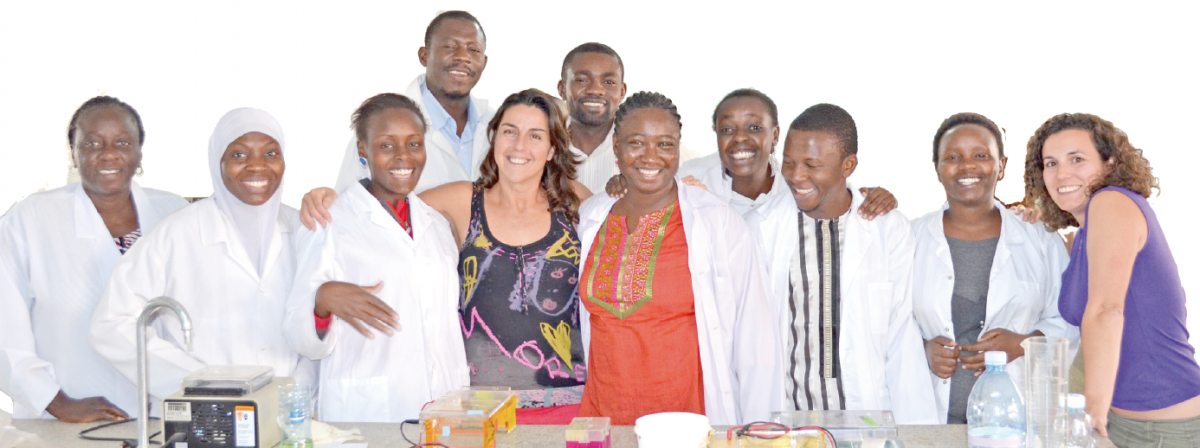 Isabel Palacios (centre) with participants of the 2013 DrosAfrica workshop at Kampala International University in Uganda Isabel Palacios