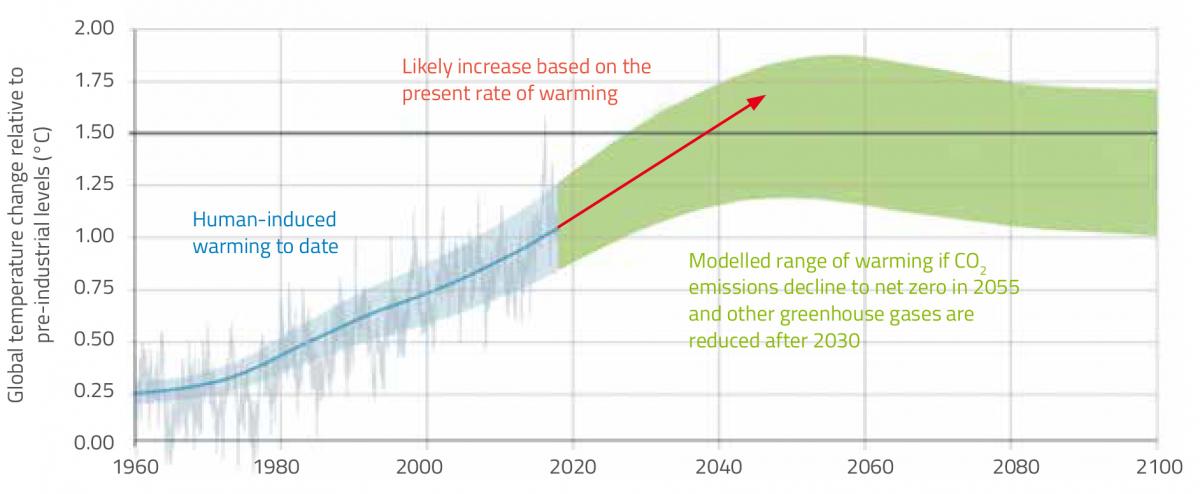 Observed and projected global temperature change