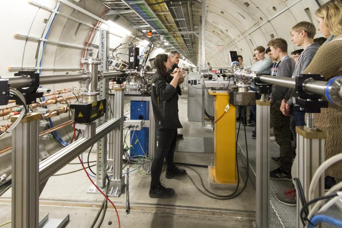 Student from a local Schenefeld school enjoy a tour of the European XFEL tunnel.