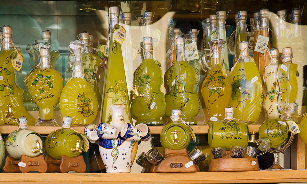Bottles of limoncello for sale in Capri