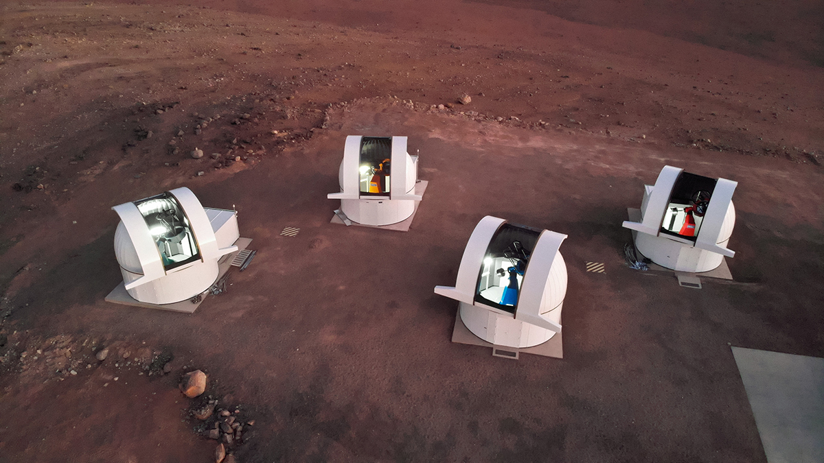 The four telescopes of the PECULOOS Southern Observatory, which will search for Earth-sized exoplanets