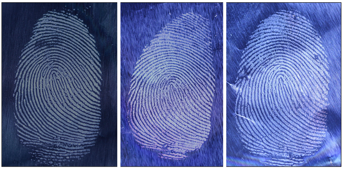 Figure 2: Fingerprints on aluminium foil visualised with superglue 