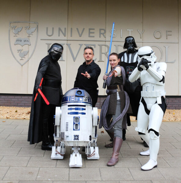 Professor Welsh and members of his research group at The Cockcroft institute dressed as Star Wars characters.