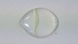 A pale yellow precipitate is formed in the middle of the drop, where the two ions met.