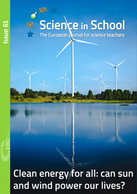 Issue 61 cover. Wind turbines on a waterfront. Text says: Clean energy for all: can sun and wind power our lives?