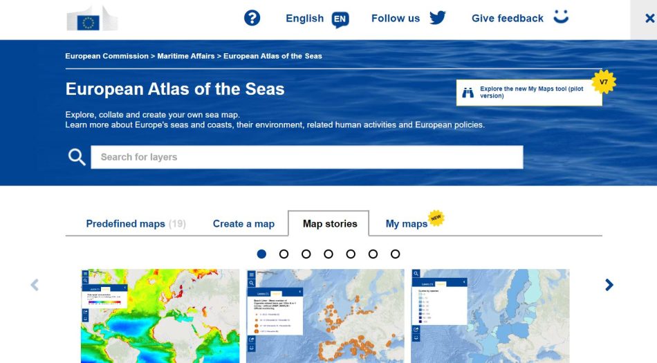 Screenshot of the European Atlas of the Seas website.